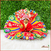 Shaneel Thread Lace Work Red Laddu Poshak